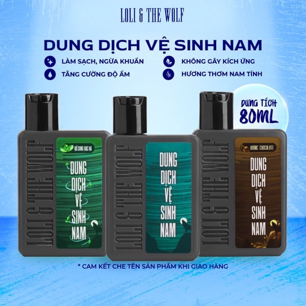  Dung dịch vệ sinh nam thành phần tự nhiên, làm sạch, khử mùi hôi, giảm viêm ngứa vùng kín - LOLI & THE WOLF Dạng Gel và Bọt 